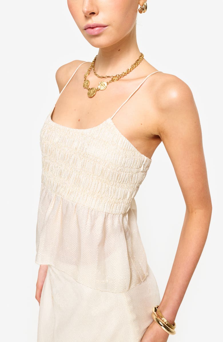CAMI NYC Alysin Metallic Smocked Camisole, Alternate, color, Cream