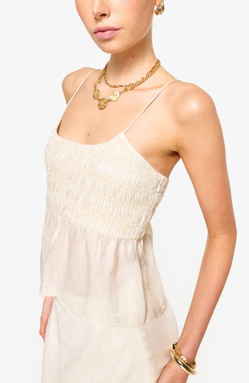 Cami Nyc Alysin Metallic Smocked Camisole In Cream