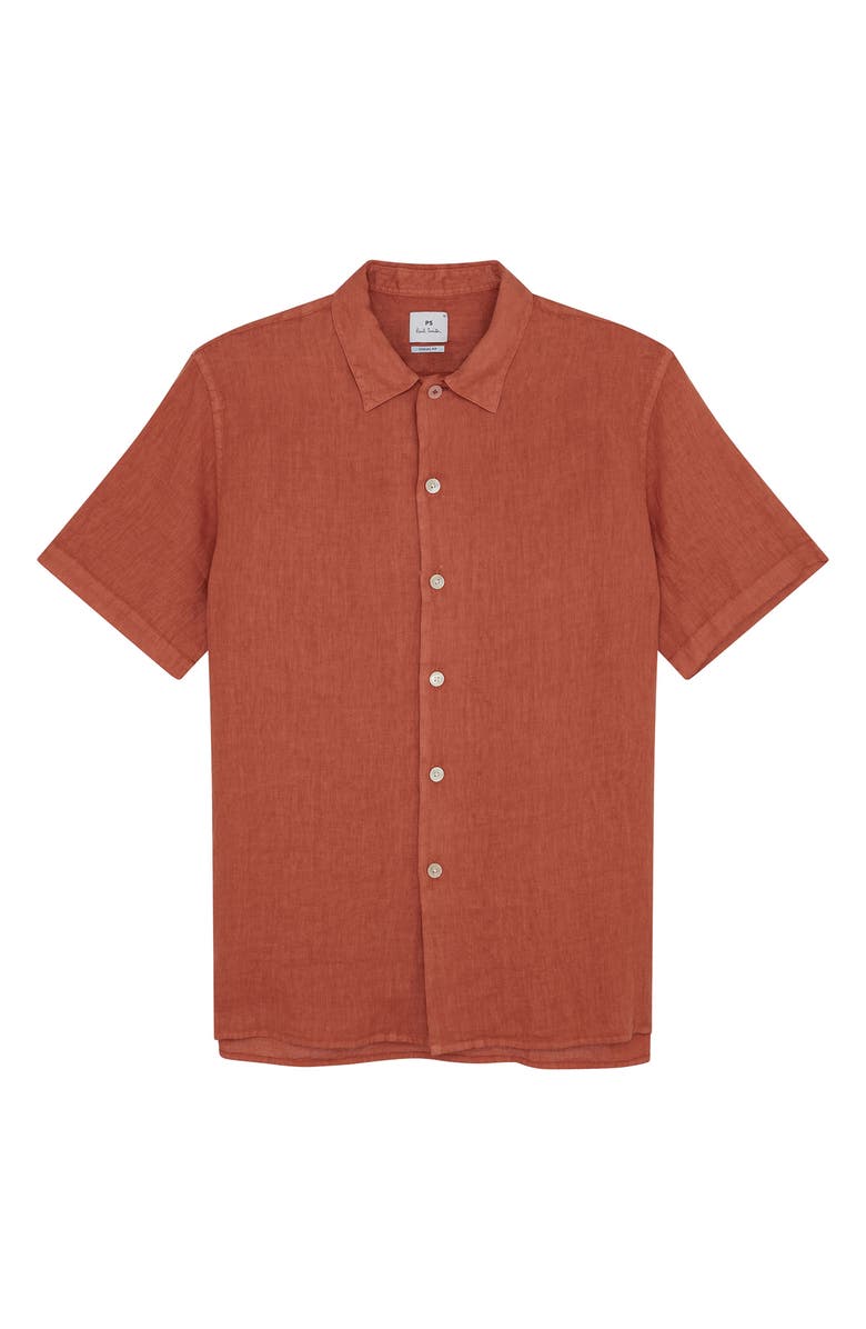 Paul Smith Linen Casual Fit Short Sleeve Button-Up Shirt, Alternate, color, 