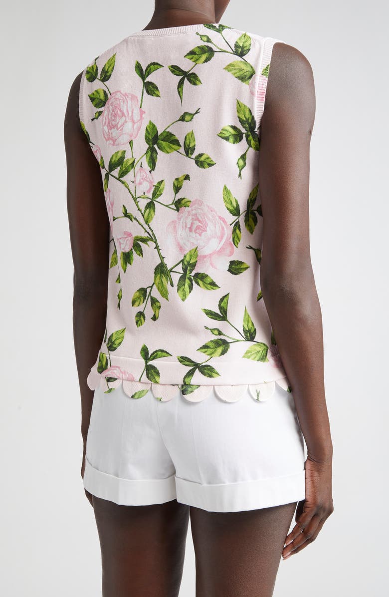 Oscar de la Renta English Rose Print Sleeveless Sweater, Alternate, color, 