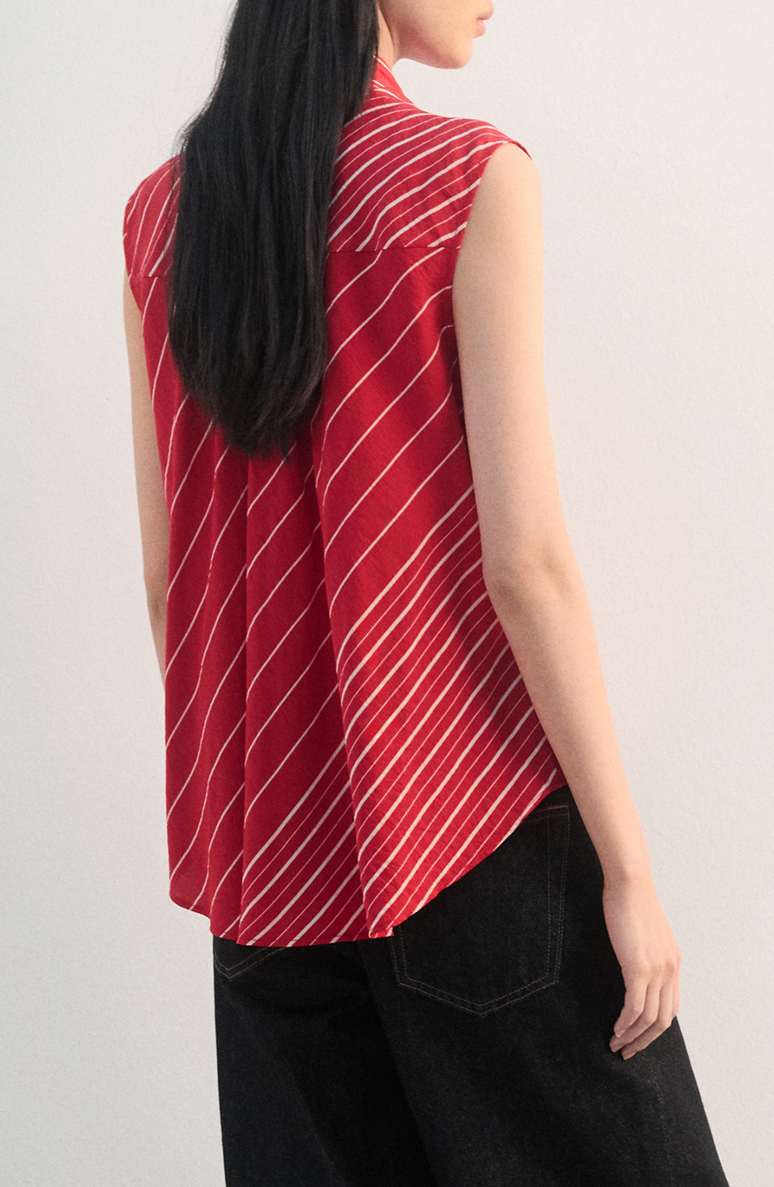 Stripe Tie Neck Top - image 2