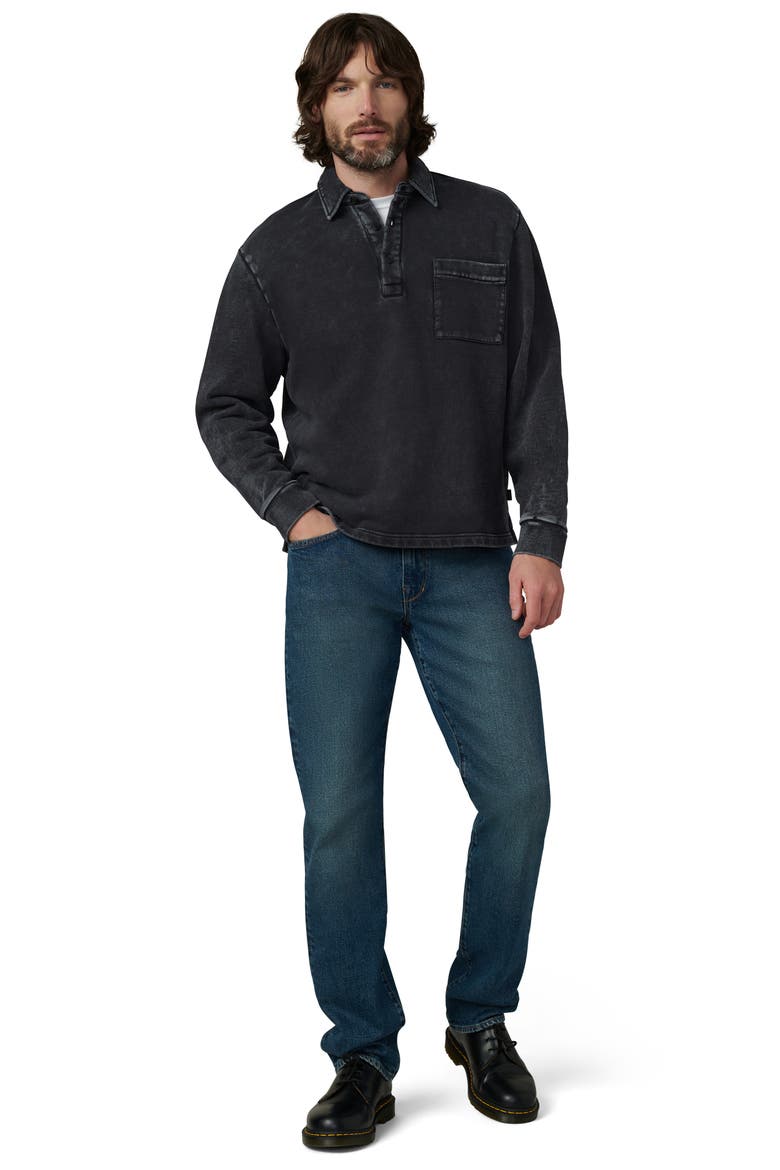 Cotton Polo Sweatshirt, Alternate, color, WASHED BLACK