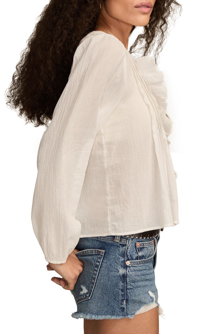 Ruffle Tie Front Top, Alternate, color, BRIGHT WHITE