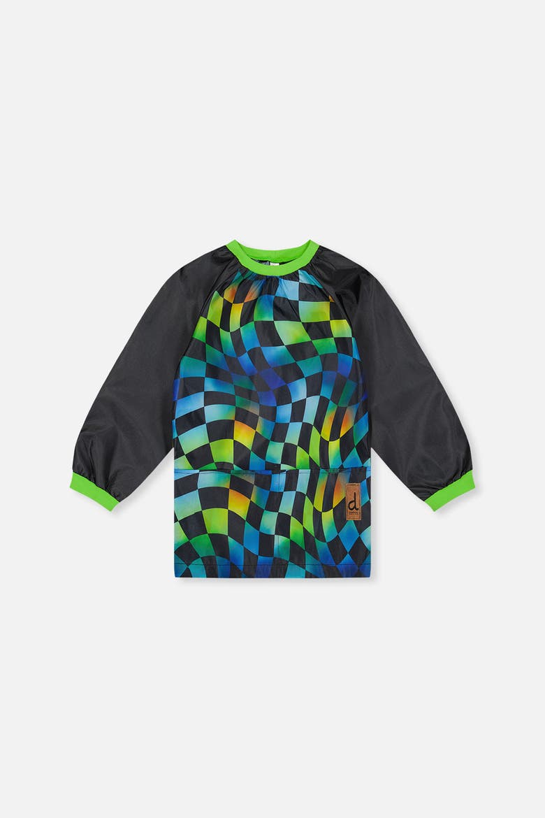 Checkered Durable Protective School Apron, Main, color, Blue Checkered Print