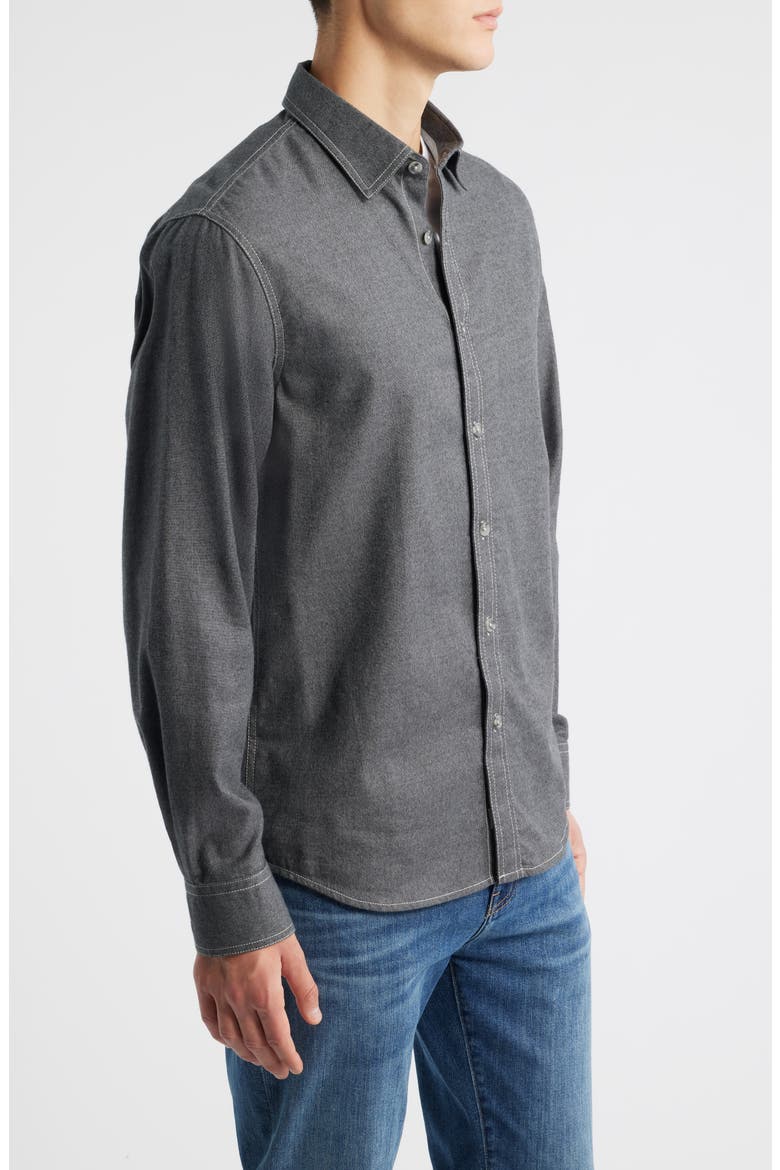Cana Modern Fit Cotton Button-Up Shirt, Alternate, color, COAL