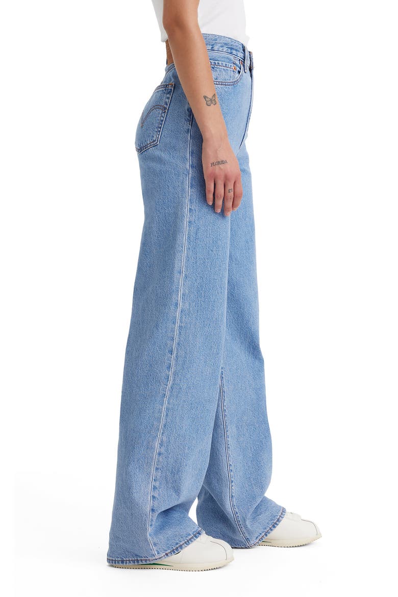 Ribcage High Waist Wide Leg Jeans, Alternate, color, SPLASH ZONE