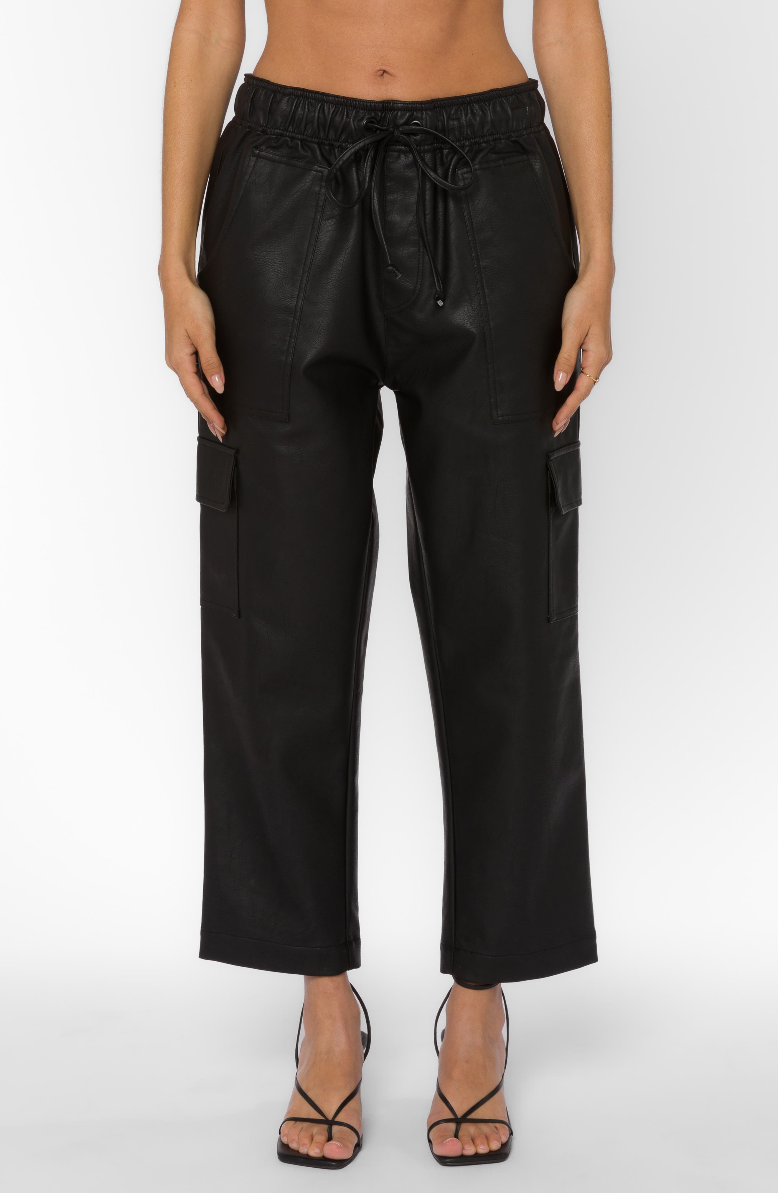 Mario Faux Leather Cargo Drawstring Pants