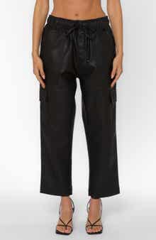 Mario Faux Leather Cargo Drawstring Pants