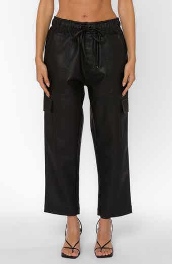 Mario Faux Leather Cargo Drawstring Pants