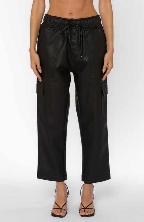 Mario Faux Leather Cargo Drawstring Pants