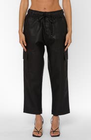 VELVET HEART Mario Faux Leather Cargo Drawstring Pants
