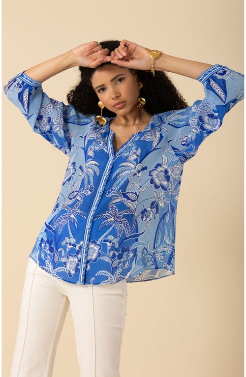 Hale Bob Freyja Silk Top In Navy