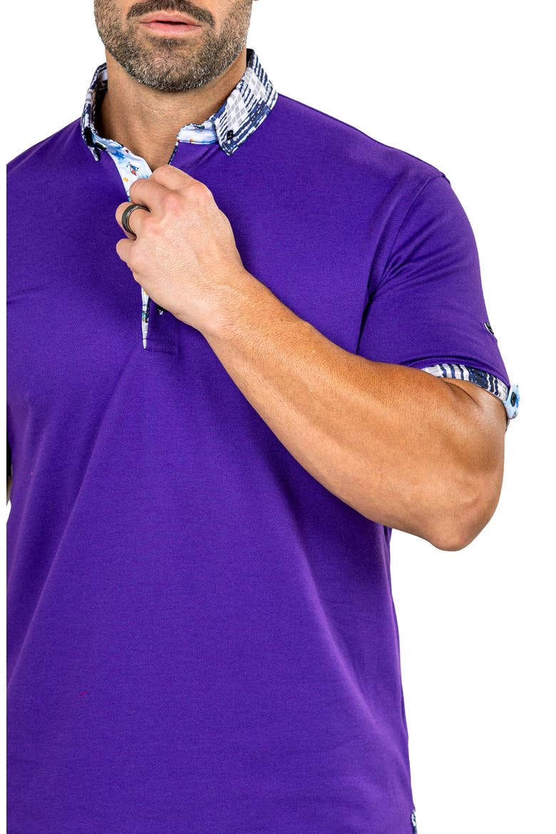 Newton Marthyr0030 Purple Button-Down Piqué Polo, Alternate, color, PURPLE