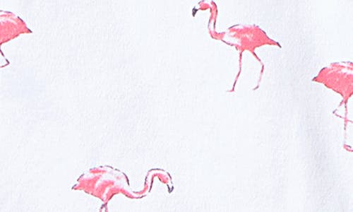 Petite Plume Flamingo Print Pima Cotton Footie In White