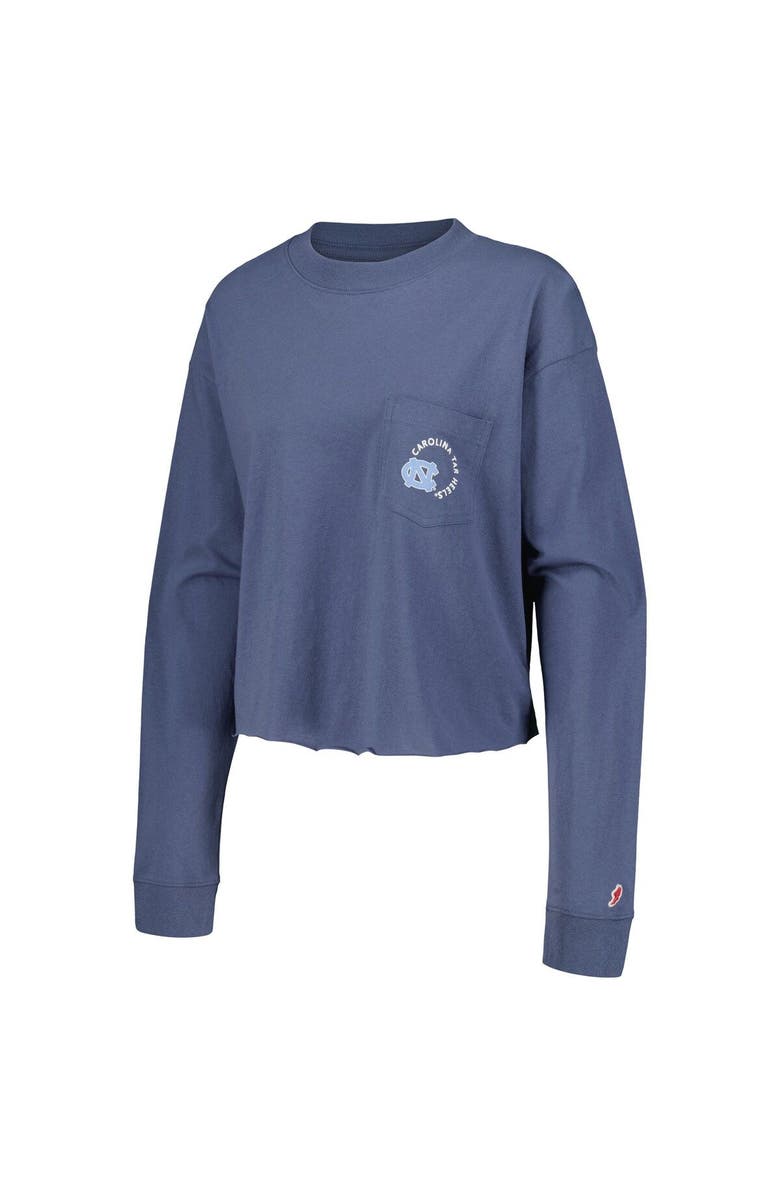 LEAGUE COLLEGIATE WEAR Women's League Collegiate Wear Navy North Carolina Tar Heels Clothesline Midi Long Sleeve Cropped T-Shirt, Alternate, color, 
