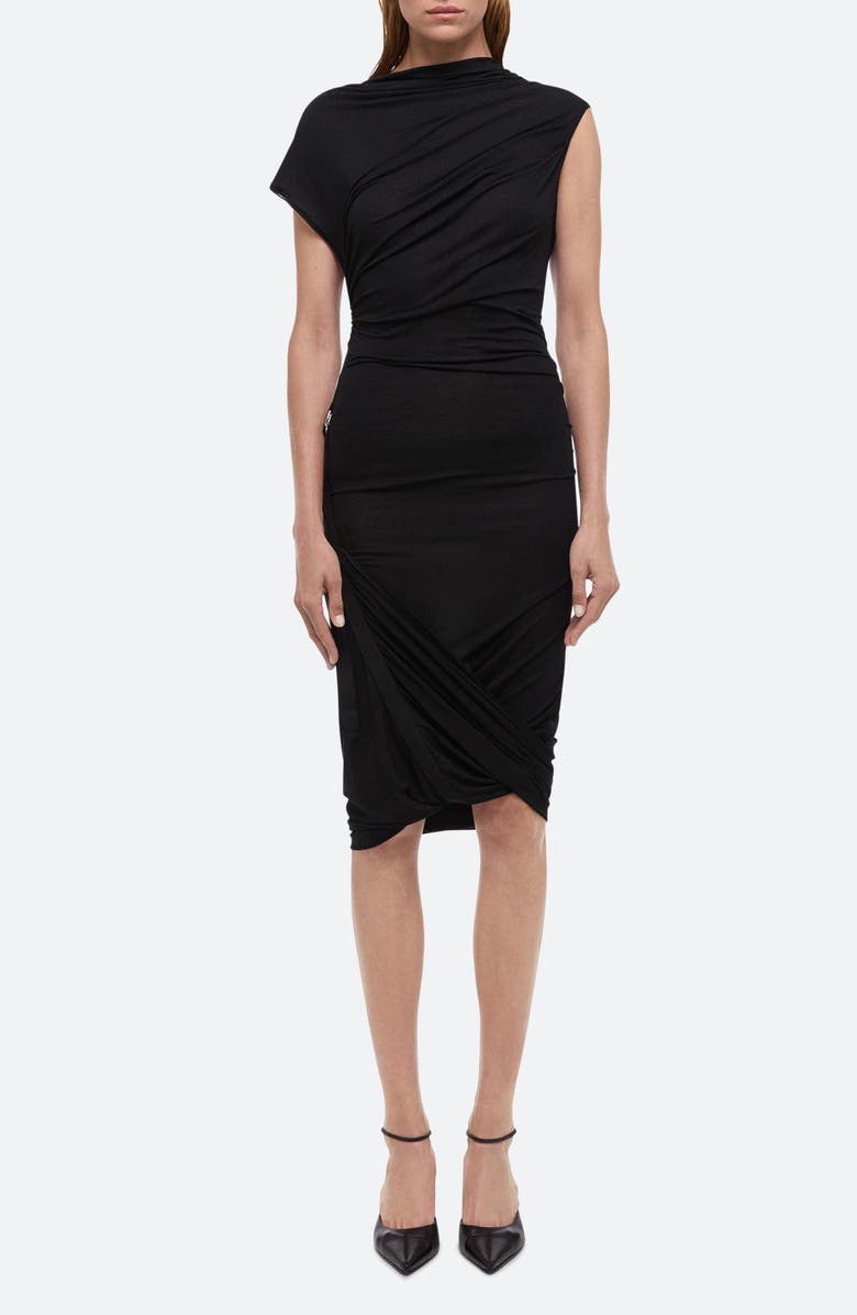 Helmut Lang Ruched Asymmetric Body-Con Dress, Main, color,