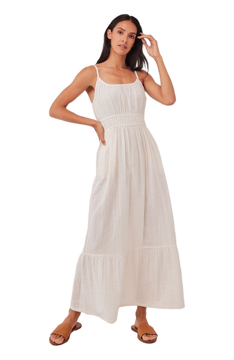 Pact Organic Cotton Coastal Double Gauze Cami Maxi Dress, Main, color, Sea Salt