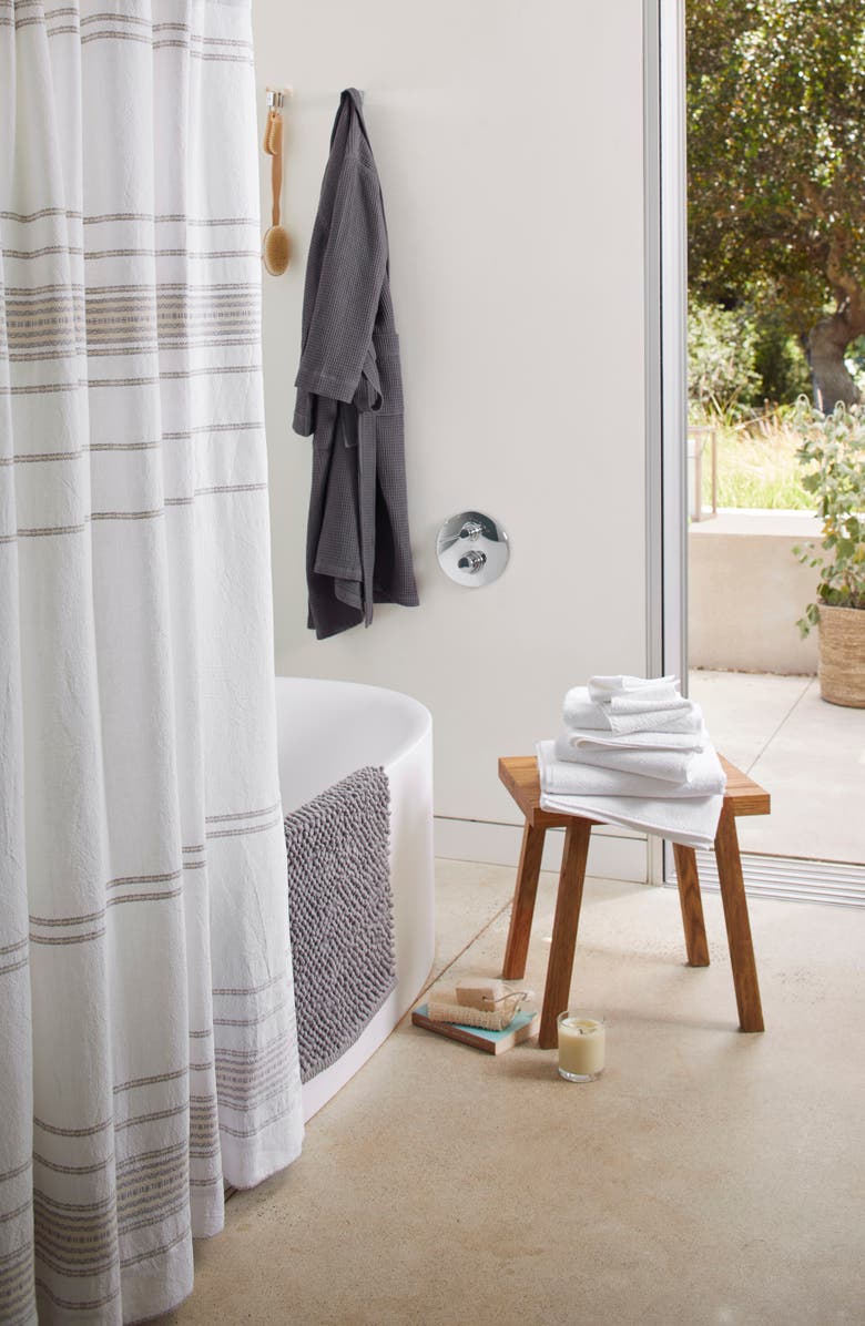 Coyuchi Rippled Stripe Organic Cotton Shower Curtain, Alternate, color, 