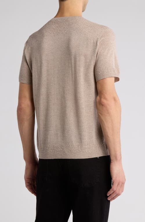 John Varvatos Alvito Regular Fit Short Sleeve Wool Sweater In Fossil Grey