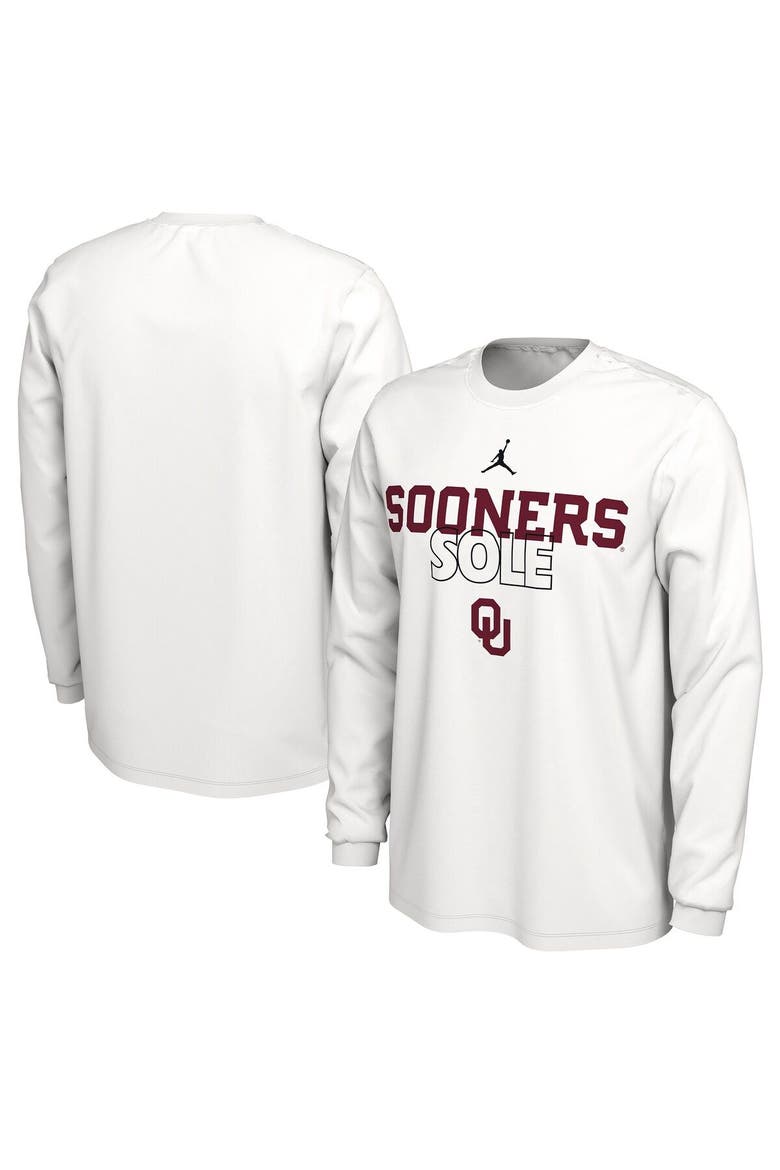 White Oklahoma Sooners 2023 On Court Bench Long Sleeve T-Shirt, Main, color, White