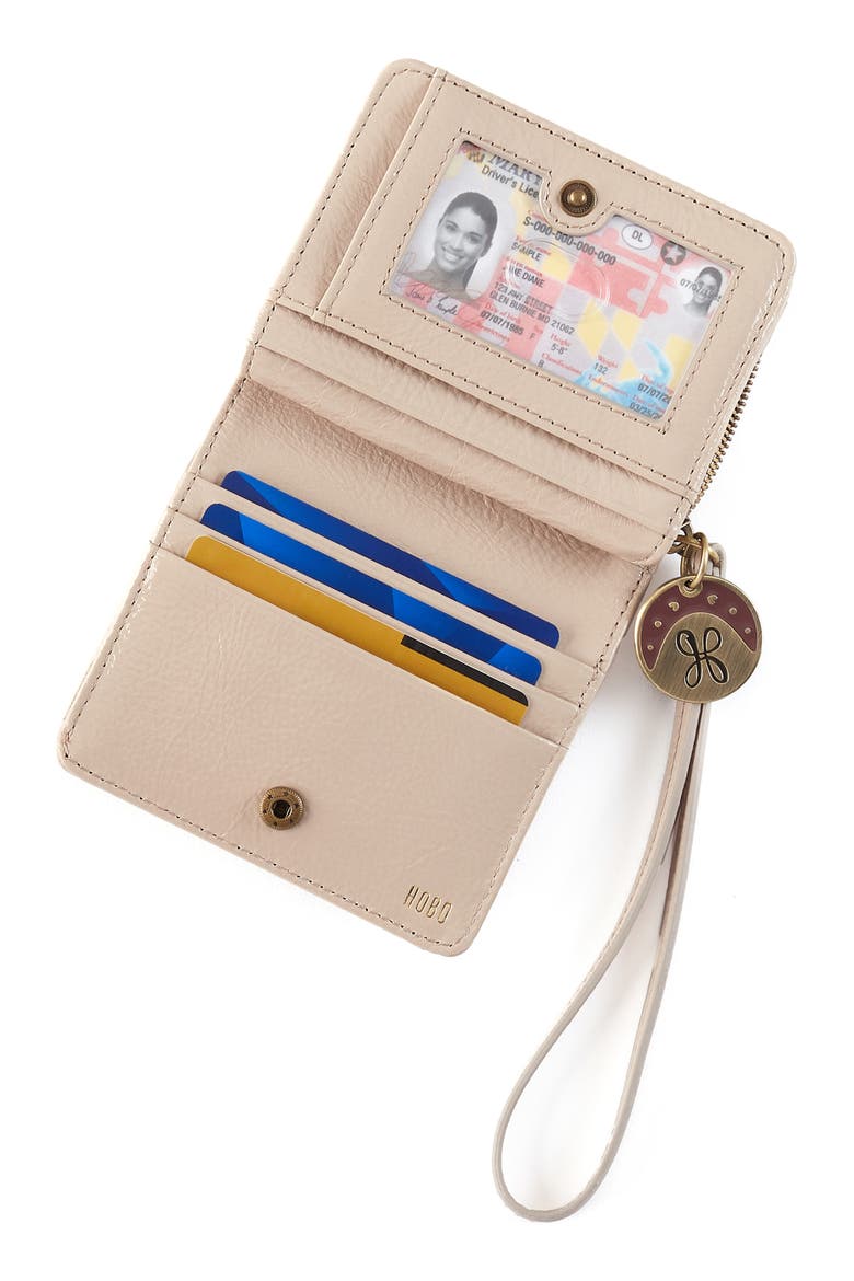 Coin Leather Wristlet Wallet, Alternate, color, STONE GLOSS