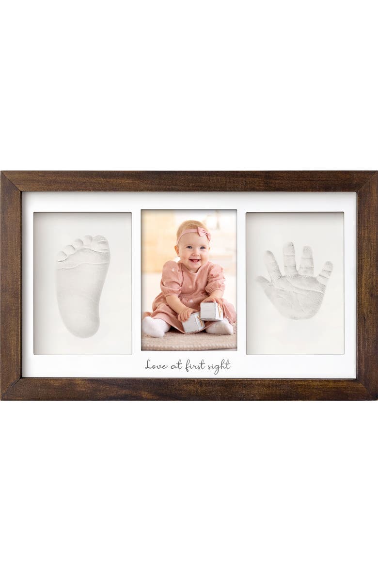 Baby Handprint & Footprint Keepsake Duo Frame, Main, color, Dark Walnut