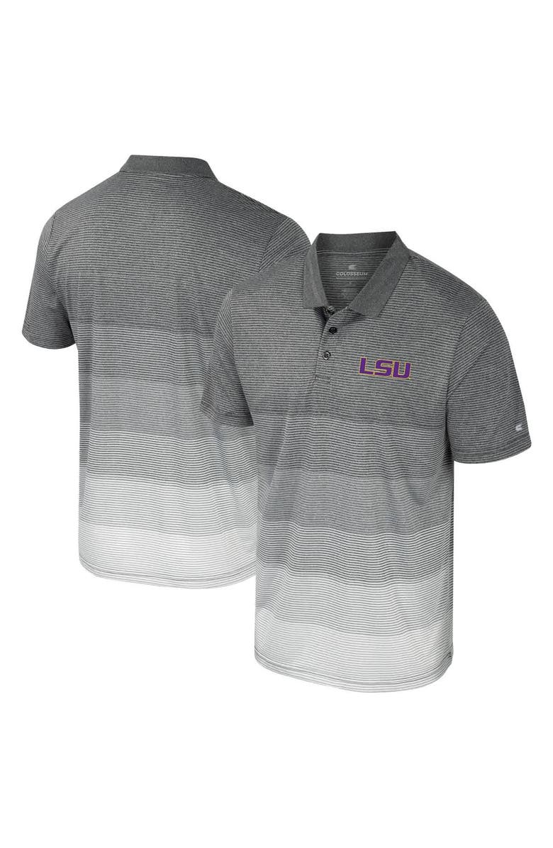 COLOSSEUM Men's Colosseum Gray LSU Tigers Striped Mesh Polo, Main, color, 