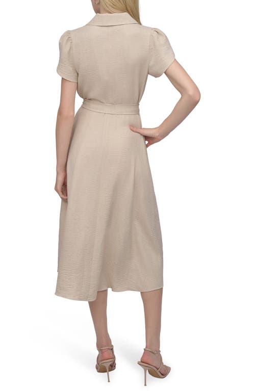 Shop Dkny Midi Shirtdress In Beige
