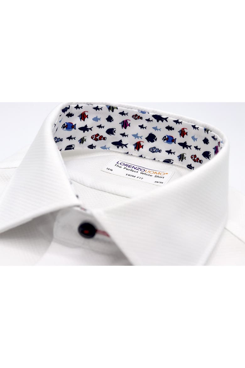 Lorenxo Uomo Trim Fit Diamond Textured Dress Shirt, Alternate, color, WHITE