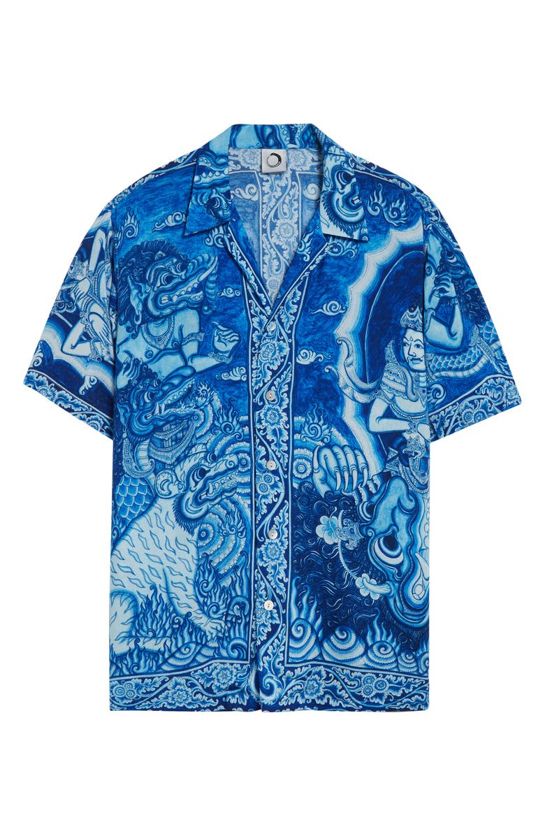 ENDLESS JOY Gajah Wakta Button-Up Shirt, Alternate, color, Blue/ White