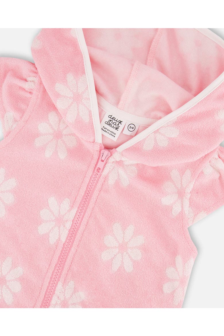 Terry Cloth Beach Hoodie Flowers Dress, Alternate, color, Pink Printed Flowers