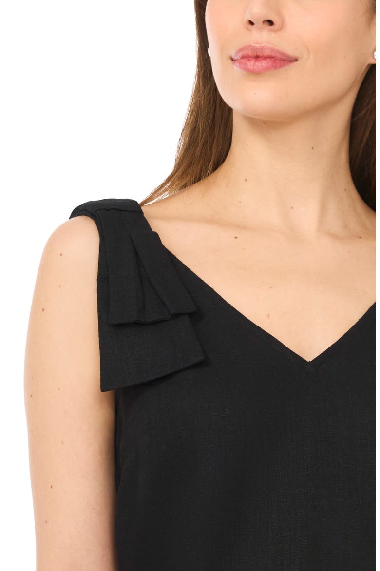 Bow Shoulder V-Neck Tank, Alternate, color, RICH BLACK