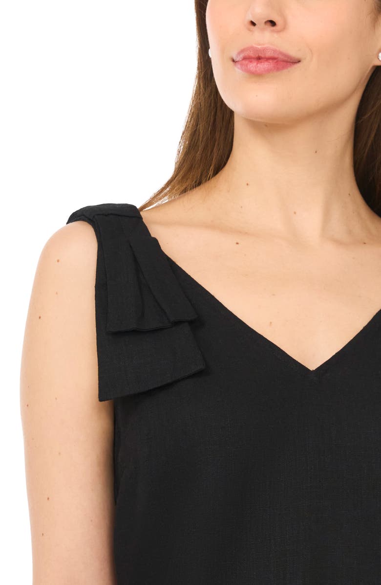 CeCe Bow Shoulder V-Neck Tank, Alternate, color, Rich Black