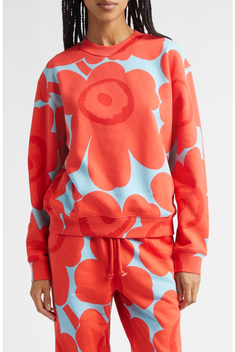 marimekko バラ刺繍 クルーネックスウェット　※でんぐり Leiot Unikko Kioski French Terry Sweatshirt (Women) | Nordstrom