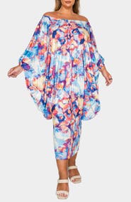 L I V D Halle Off the Shoulder Tapered Hem Midi Dress