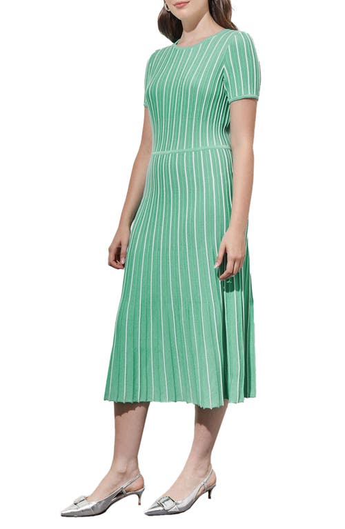 Ming Wang Modern Fit Stripe A-line Knit Dress In Green