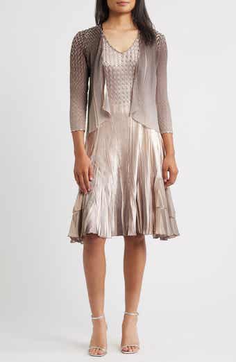 Komarov Sleeveless Charmeuse & Chiffon Cocktail Dress with Jacket