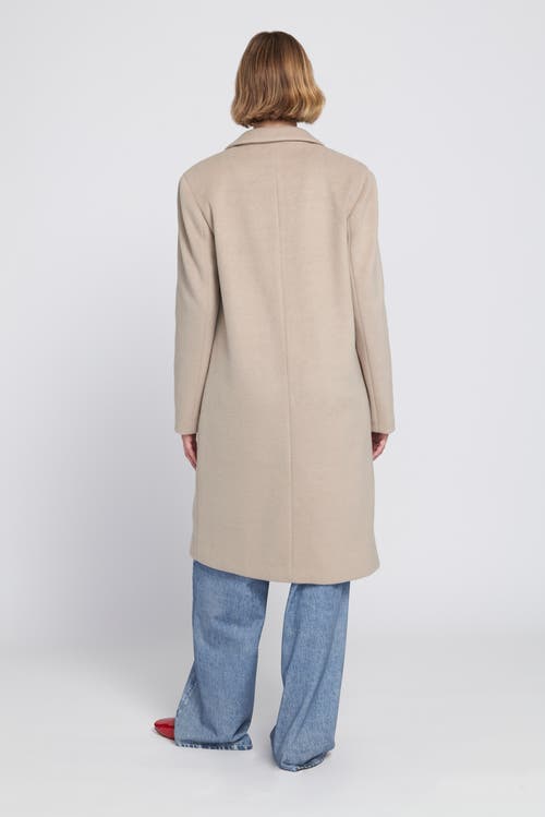 Elle Collection Melton Coat With Printed Lining Trench In Neutral