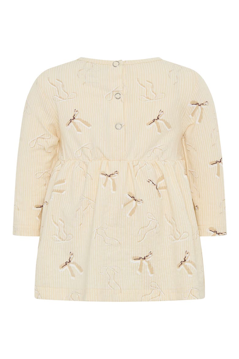 Stripe Bow Print Cotton Skirted Bodysuit, Alternate, color, CREAM