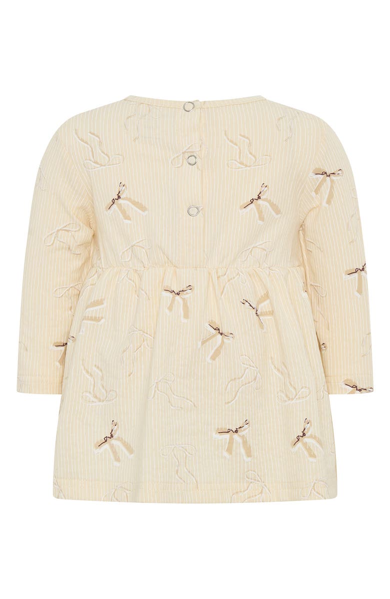 TINY TRIBE Stripe Bow Print Cotton Skirted Bodysuit, Alternate, color, Cream