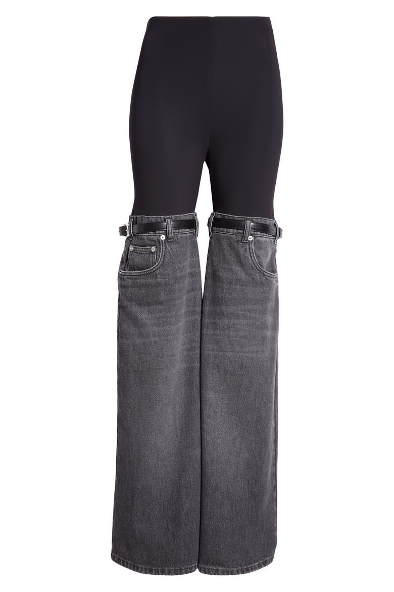 Hybrid Denim & Knit Pants, Alternate, color, BLACK/WASHED BLACK