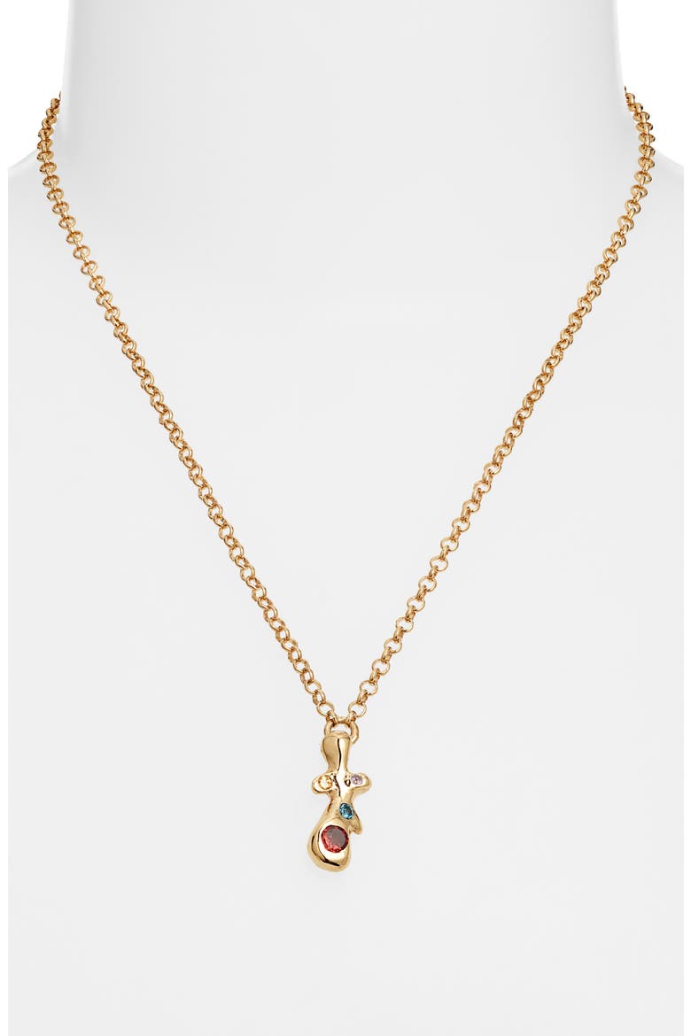 Form Stone Pendant Necklace, Alternate, color, GOLD PLATED BRONZE