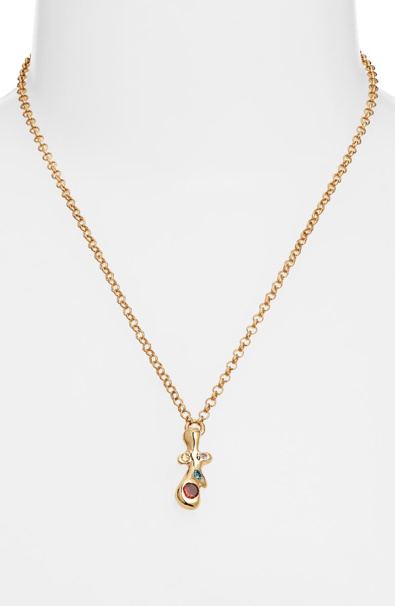 FARIS Form Stone Pendant Necklace, Alternate, color, Gold Plated Bronze