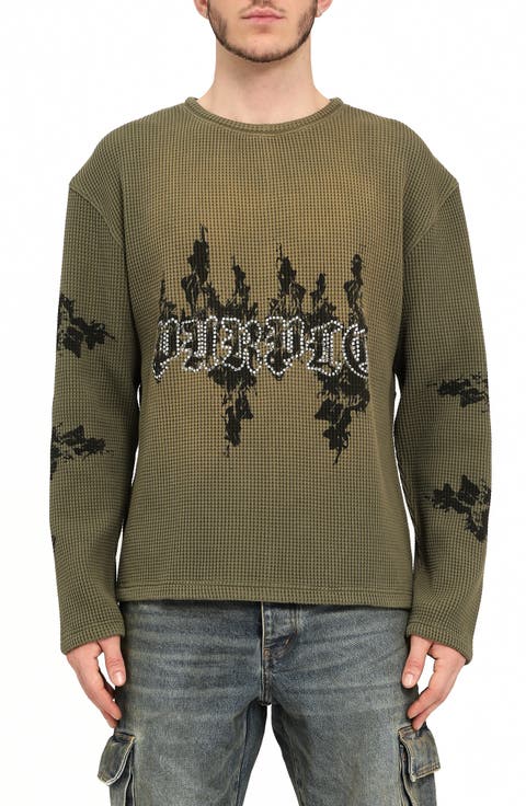 Logo Long Sleeve Waffle Knit T-Shirt