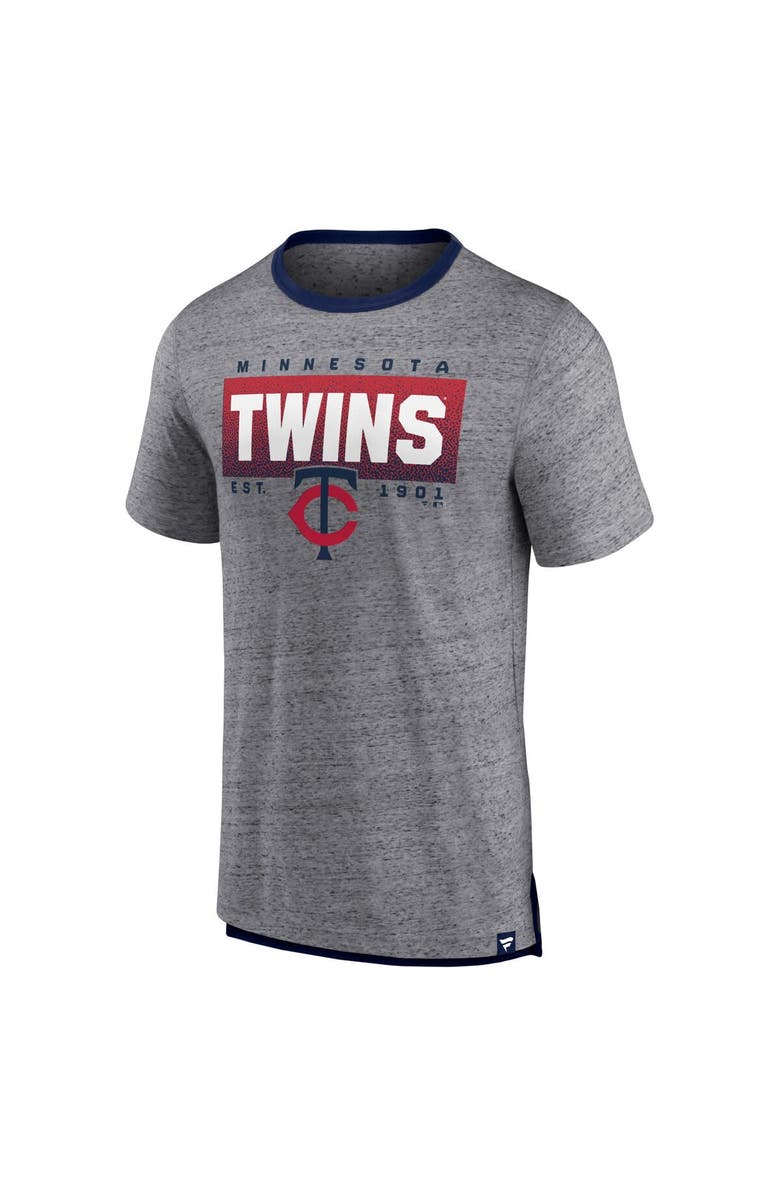 FANATICS Men's Fanatics Branded Heathered Gray Minnesota Twins Iconic Team Element Speckled Ringer T-Shirt, Alternate, color, Heather Gray
