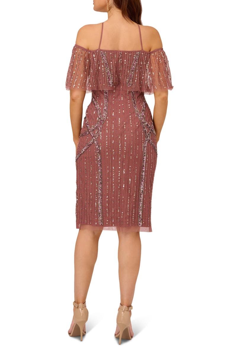 Adrianna Papell Sequin Beaded Mesh Cocktail Dress, Alternate, color, 