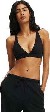 COTTON ON BODY Women's Active Ultra Soft Deep Plunge Cross Back Crop