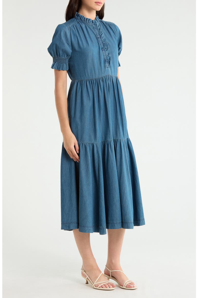 Feather Star Midi Dress, Alternate, color, MID WASH INDIGO