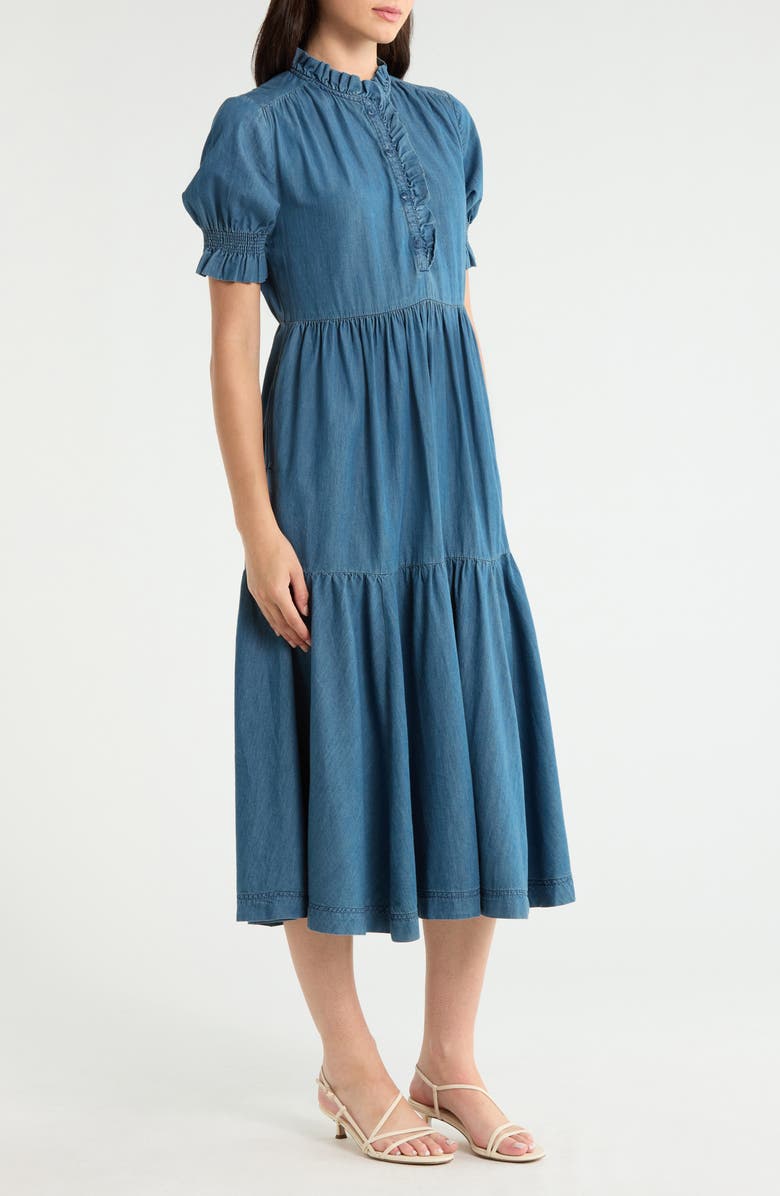 Seasalt Cornwall Feather Star Midi Dress, Alternate, color, Mid Wash Indigo