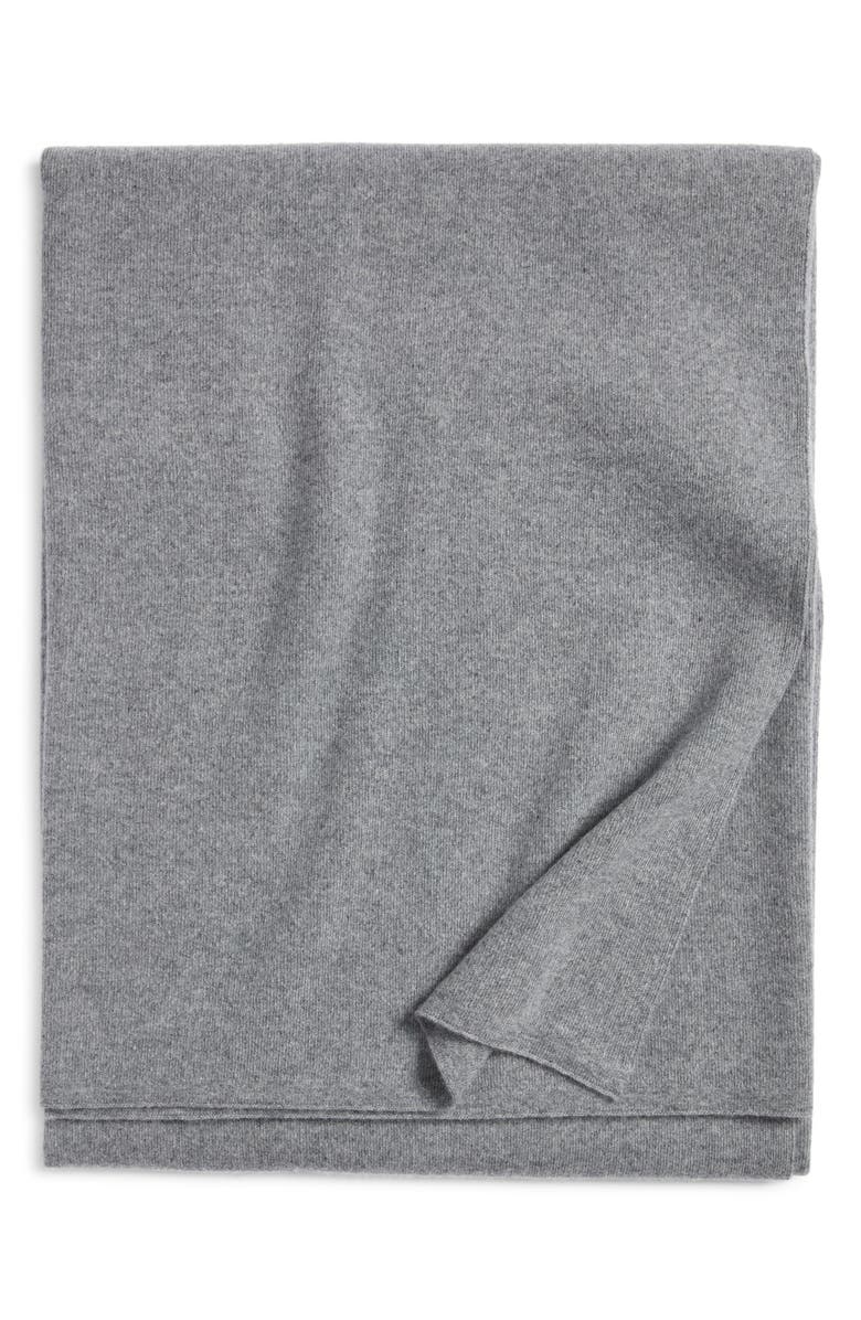 Nordstrom Cashmere Throw Blanket, Main, color, Grey Onyx